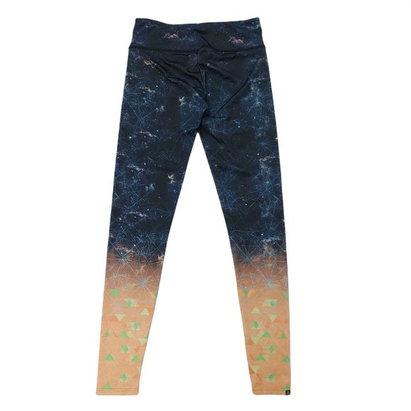 Onzie Blue Orange Active Leggings Elastic Waist Mid Rise Womens Size S/M - Picture 3 of 9